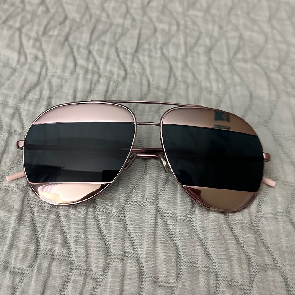 Dior Pink Blue Mirrored Logo Aviators